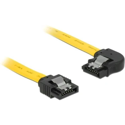Afbeelding van SATA datakabel recht / haaks naar rechts plat SATA600 6 Gbit/s geel 0,10 meter