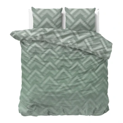 Afbeelding van Dekbedovertrek Wavey 1 persoons (140x200/220 cm) Polyester katoen Groen Sleeptime Classy Ga naar Dekbed Discounter.nl &amp; Profiteer Nu
