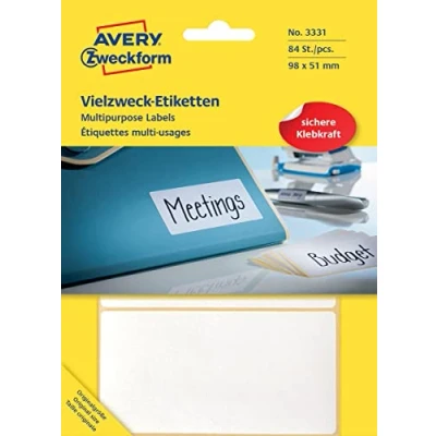 Afbeelding van Etiket Avery Zweckform 3331 98x51mm wit 84stuks