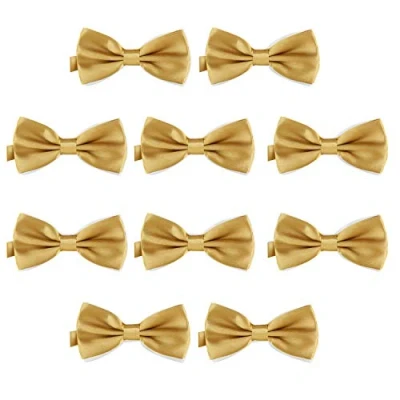Afbeelding van DonDon 10 stuks vlinderdassen voor heren, 12 x 6 cm, geknoopt en in lengte verstelbaar, messing