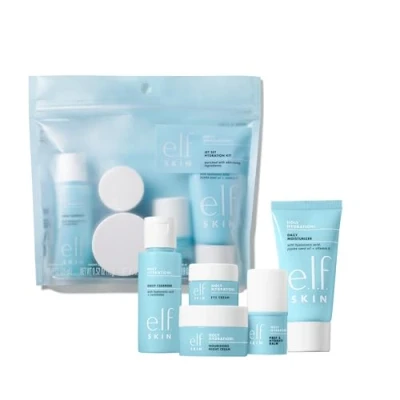 Afbeelding van e.l.f. Jet Hydratatieset voor de huid met reinigingsmiddel, balsem, vochtinbrengende crème, oogcrème en nachtcrème