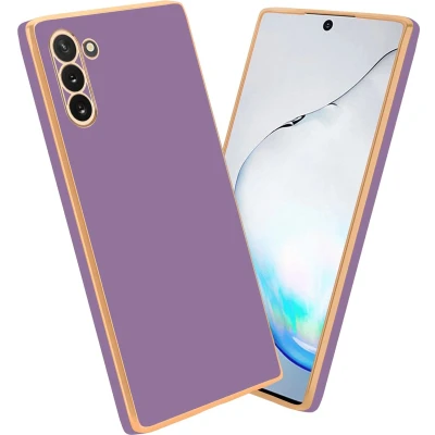 Afbeelding van Cadorabo Hoesje geschikt voor Samsung Galaxy NOTE 10 in Glossy Paars Goud Beschermhoes Case Cover van flexibel TPU silicone en met camerabescherming