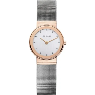 Afbeelding van BERING 10126 XXX Classic Collection Quartz dameshorloge met roestvrij staal en saffierglas, zilver/roségoud, zilver/roze
