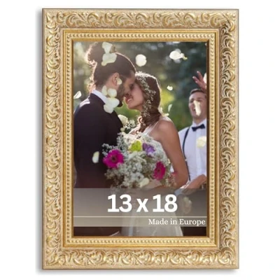 Afbeelding van Victor antieke fotolijst&quot;Rubens&quot; groen goud in 13x18 cm staaf: 30x20 mm echt glas barok
