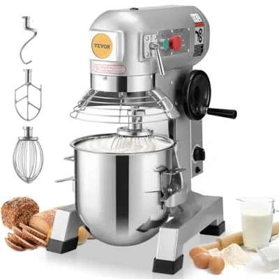 Afbeelding van VEVOR Multifunctionele keukenmachine, 33 l, 1100 W, mixer, roestvrij staal, 56 x 45 85,5 cm, met 3 roerstaafjes, instelbare snelheden, veiligheidsbescherming voor het mengen van