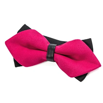 Afbeelding van DonDon Kanten vlinderdas voor heren in retrolook met haken, voorgeknoopt en lengte verstelbaar, Heet Roze.