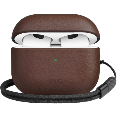 Afbeelding van Uniq Hoesje Geschikt voor AirPods 3 (2021) Terra echt lederen Case bruin