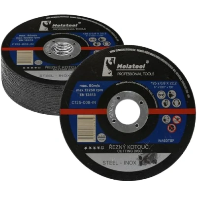 Afbeelding van Molatool 25 stuks professionele doorslijpschijven 125 x 0,8 22,2 mm voor metaal, staal, roestvrij staal/roestvrij flexibele schijven haakse slijpers