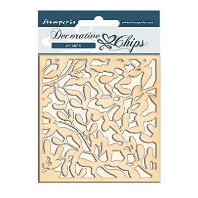 Afbeelding van Stamperia Winter Tales Leaves Texture Decorative Chips (SCB66) (DISCONTINUED)