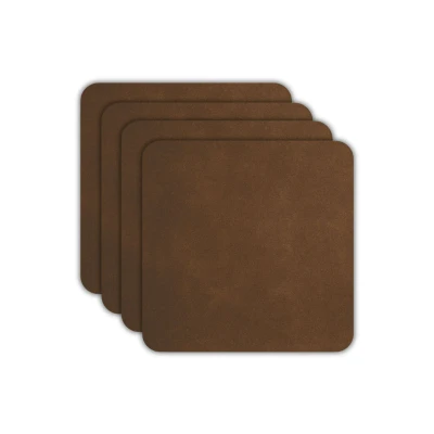 Afbeelding van ASA Selection Onderzetters Soft Leather Dark Sepia 10 x cm 4 Stuks