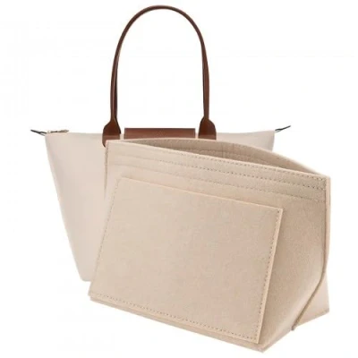 Afbeelding van Wisebom organizer voor Longchamp, vilten tas organizer, meerdere vakken van vilt Longchamp tassen, opvouwbare lippenstift sleutels (beige, L)