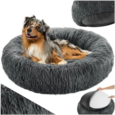 Afbeelding van tectake® hondenmand voor kleine, middelgrote of grote honden kattenmand, wasbaar hondenkussen op de grond, donzige hondenmand, pluchen kussen hondenbed buiten, hondenaccessoires (Ø 70cm)