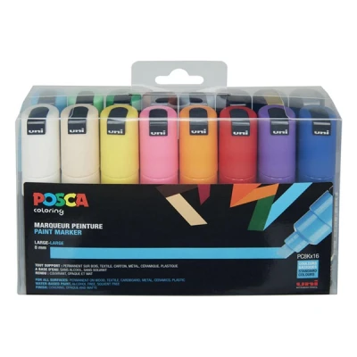 Image de Marqueur posca pc8k large biseautée basic 16 pièces