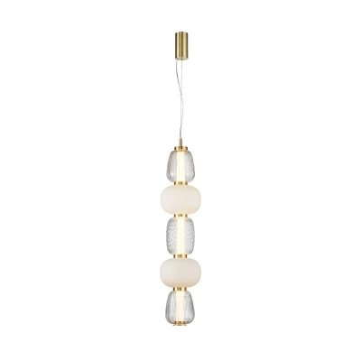 Afbeelding van LOOM DESIGN LED hanglamp Pearl 5 amber/goud glas hoogte 78cm