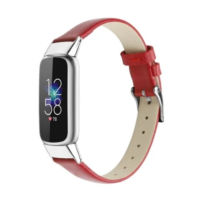 Afbeelding van Fitbit Luxe Leren bandje Maat: Small Rood Roestvrijstale gespsluiting
