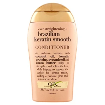Image de OGX Après Shampooing Ever Straightening+Brazilian Keratin Smooth (flacon de 88,7 ml) shampoing lissant à la kératine brésilienne Soin cheveux hydratant et réparateur pour des éclatants