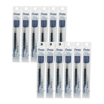 Image de Pentel Energel Boîte de 12 recharges pointe métallique LR7 0,7 mm Compatible avec Xm, BL77/BL57/BL37 Encre bleu marine