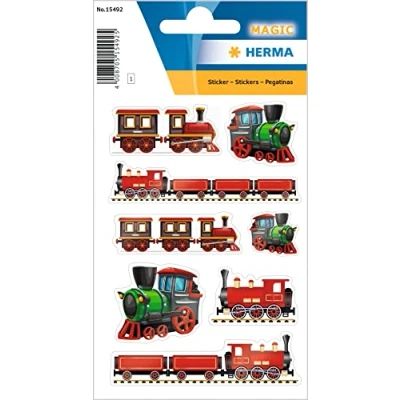 Afbeelding van HERMA 15492 stickers voor kinderen, spoorweg (8 stickers, folie, glanzend) permanente labelmotief meisjes en jongens, meerkleurig