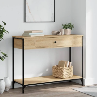 Afbeelding van Wandtafel 100x34,5x75 cm bewerkt hout sonoma eikenkleurig