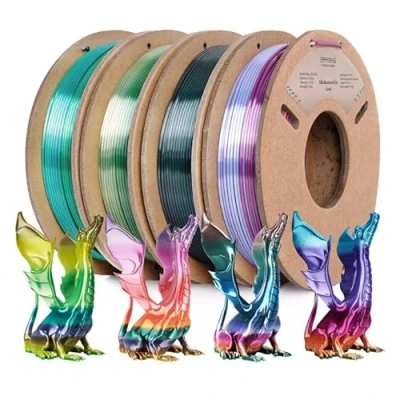 Afbeelding van ERYONE PLA filament 1,75 mm voor 3D printers, meerkleurig, +/ 0,03 mm, 4 x 250 g per verpakking, zijde, Rainobw, Metal Luster&amp;Forest &amp; Universe&amp;Candy