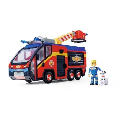 Afbeelding van Simba 109252595 Jupiter brandweerauto, figuur Sam en Radar, lichteffecten, zeemeermin, roterende ladder, waterpijlen, platform voor quad, 32 cm, accessoires, vanaf 3 jaar