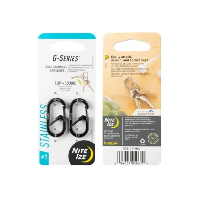 Afbeelding van Nite Ize GSeries Dual Carabiner #1 2 pack Zwart
