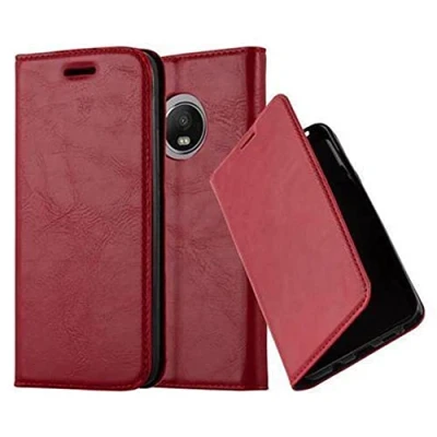 Afbeelding van Cadorabo Hoesje geschikt voor Motorola MOTO G5 PLUS in APPEL ROOD Beschermhoes met magnetische sluiting, standfunctie en kaartvakje Book Case Cover Etui