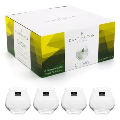 Afbeelding van Bar Amigos Origin Set van 4 gin tonic glazen zonder voet, gemaakt door Dartington, kristalglas, loodvrij, vaatwasmachinebestendig, 440 ml, transparant
