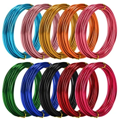 Afbeelding van Belle Vous Kleurrijk Aluminium Sieraden Maak Hobby Draad (10 Pak) 10 Gauge 5m Rollen Kleuren Flexibel Metaal Voor DIY, Artistieke Bloemsierkunst, Bedel en Model Maken
