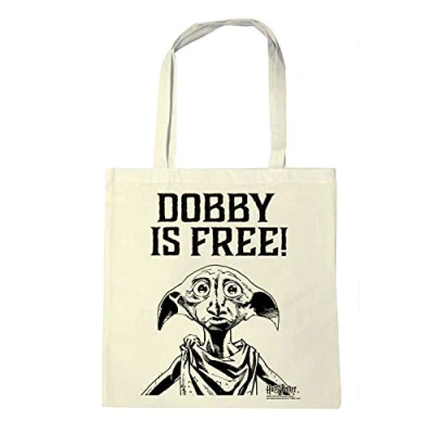 Afbeelding van Logoshirt® Harry Potter katoenen tas, Dobby is een vrije stoffen tas met natuurprint, 100% jute lange handgrepen, gelicentieerd ontwerp, natuurlijk, maat,