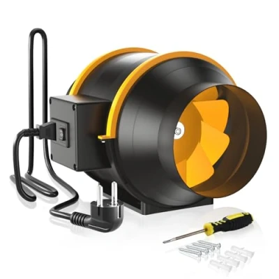Afbeelding van FanGoFast Slangventilator 125 mm inline 230 V Stil Met IEC stekker en 1,5 m EU netsnoer Voor badkamer, kantoor, groeiruimte