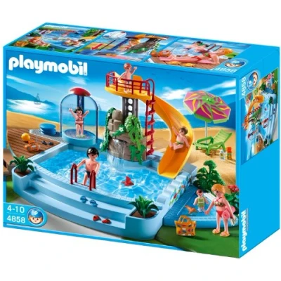 Afbeelding van Playmobil 4858 bouwspel zwembad met glijbaan