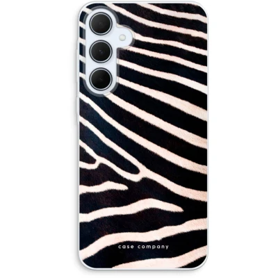 Afbeelding van Case Company® hoesje geschikt voor Samsung Galaxy A35 Zebra Soft Cover Telefoonhoesje Bescherming aan alle Kanten en Schermrand