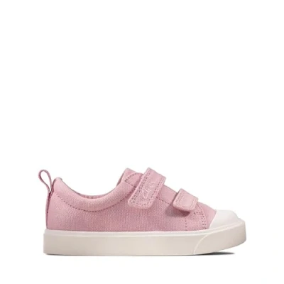 Afbeelding van CLARKS City Bright T Sneakers, uniseks, kinderen, Roze canvas