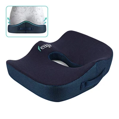 Afbeelding van Feagar orthopedisch zitkussen, ergonomisch zitkussen voor lumbale ischias, kussen in traagschuim kantoor, thuis, auto, rolstoel, blauw