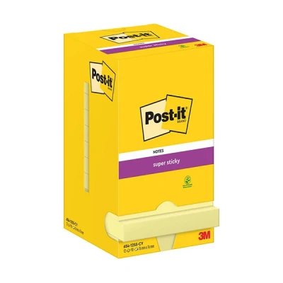 Image de 3M Post it note repositionnables super collantes 76 x mm (12 pièces) jaune