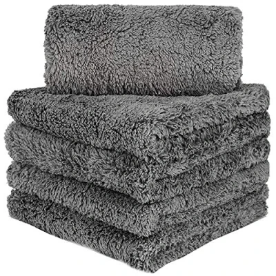Afbeelding van BW&amp;HM Microvezeldoek voor auto, microvezeldoek, motorfiets, super absorberend, 40 x cm, grijs, 5 stuks