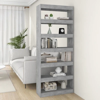 Afbeelding van Boekenkast/kamerscherm 80x30x198 cm spaanplaat betongrijs
