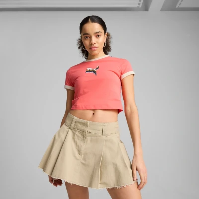 Afbeelding van Puma Equal LOVE Confederation MIT Grafik Tshirt print, Dames, Maat: Large, Peach frost