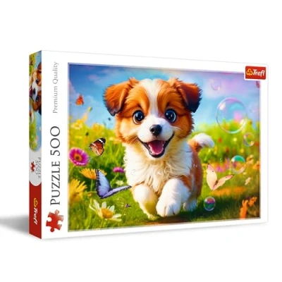 Afbeelding van Trefl Vrolijke hond puzzel 500 stukjes doe het zelf met dieren, creatief entertainment, klassieke voor volwassenen en kinderen vanaf 10 jaar