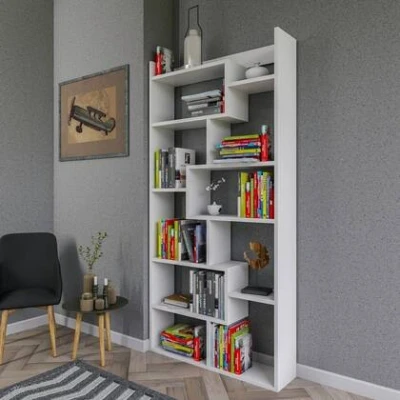 Afbeelding van Boekenrek Boekenkast Wit 90x182x22cm Presentatie kast Open Wandkast