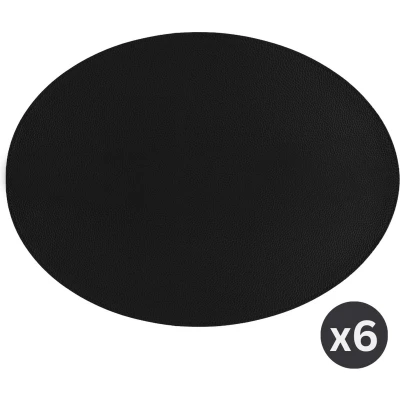 Afbeelding van ZICZAC Placemat TRUDO SET/6 lederlook 33x45 cm Ovaal, zwart