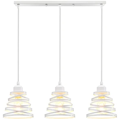 Afbeelding van iDEGU Moderne hanglamp plafondlamp creatief design gevlochten strepen E27 vintage voor keuken woonkamer eetkamer (15 cm, wit, paal)