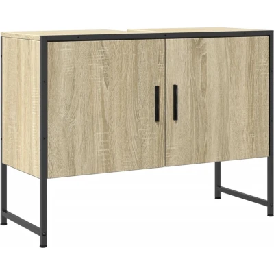 Afbeelding van Wastafelkast 80x33x60 cm bewerkt hout sonoma eikenkleurig