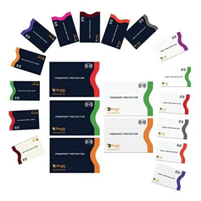 Afbeelding van RFID blokkeerhoezen voor paspoort en creditcards, Navy Blauw, Mix 20 stuks