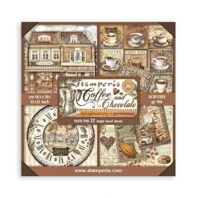 Afbeelding van Stamperia Coffee and Chocolate Maxi 12x12 Inch Paper Pack (Single Face) (SBBXLB13)