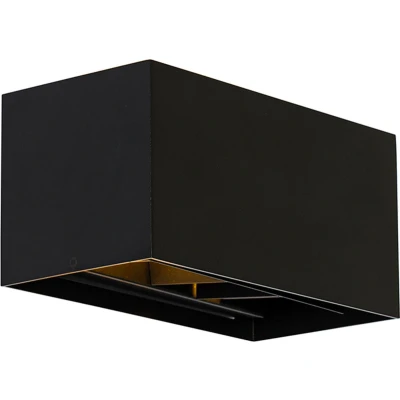 Afbeelding van QAZQA Moderne wandlamp zwart rechthoekig 2 lichts Edwin