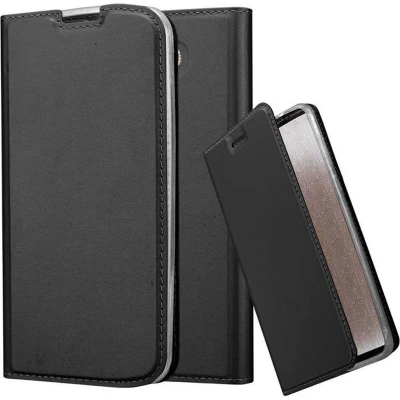 Afbeelding van Cadorabo Hoesje geschikt voor LG K10 2016 in CLASSY ZWART Beschermhoes met magnetische sluiting, standfunctie en kaartvakje Book Case Cover Etui