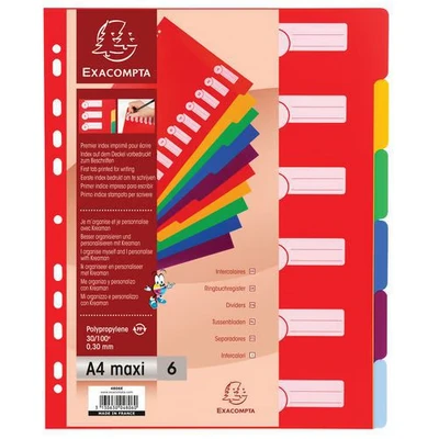Image de Intercalaires pp opaque semi rigide 6 positions a4 maxi