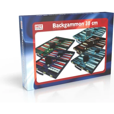Afbeelding van Backgammonkoffer 38 cm.Zwart effen HOT